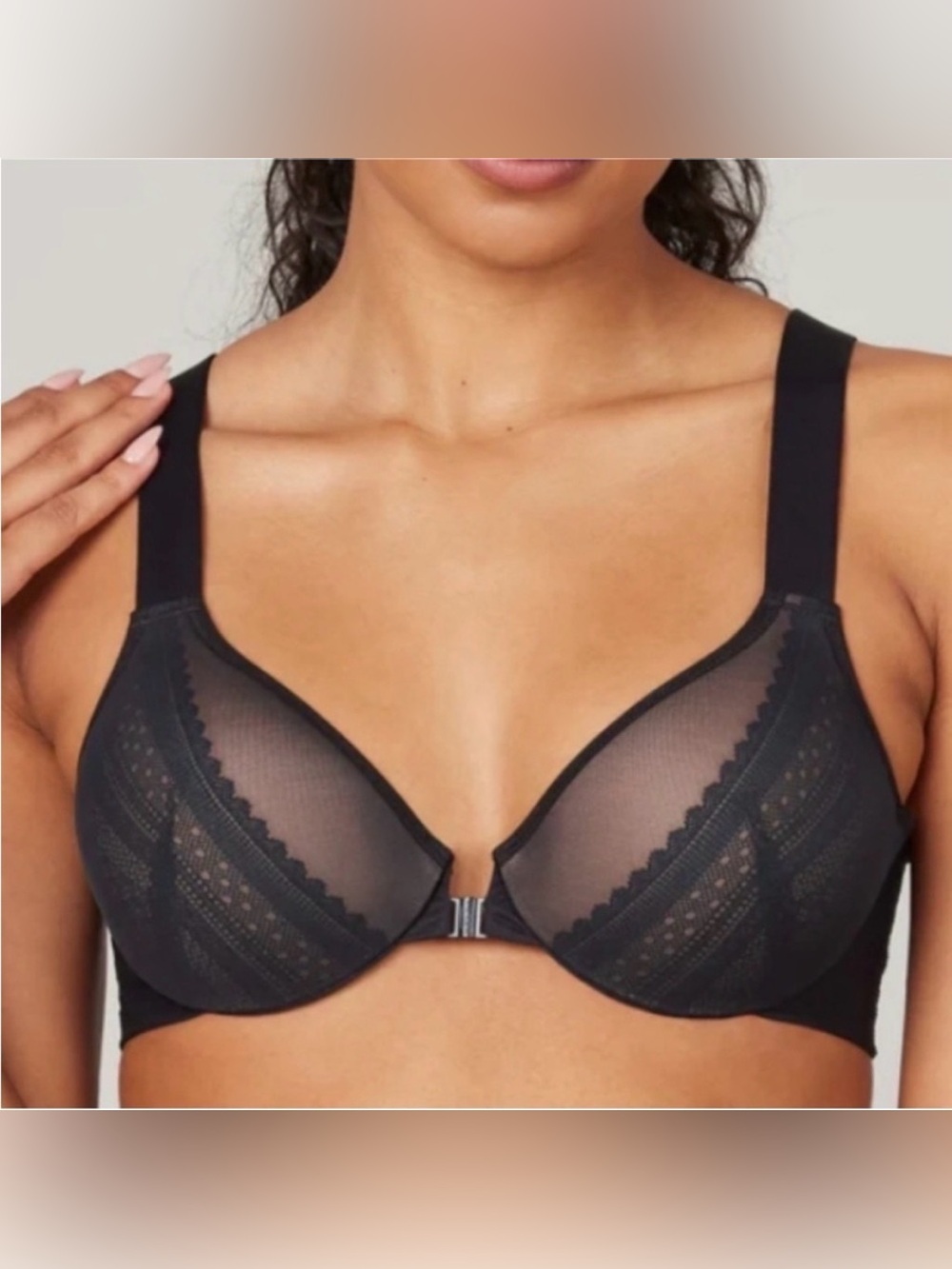 SPANX Black Bra-llelujah Lace Illusion Full Coverage Underwire Bra 34D
